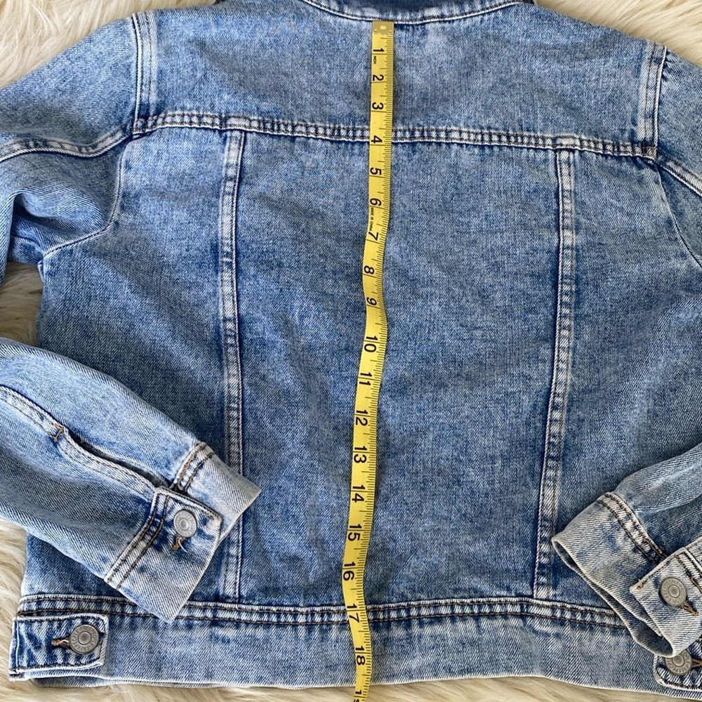 Free People Denim Jacket sz S Boho Western Layering Beach Coastal Preppy - Picture 12 of 16